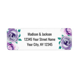 Mint & Lila Blommigt Ro Bröllop Returadress Etikett