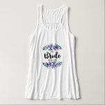 Mint & Lila Blommigt Utandning Bröllop Brid Linne Med Racerback<br><div class="desc">Mint & Lila Blommigt Watercolor Bröllop Personlig Bride T-skjorta med söt ro och blommor och roligt modern Brush Font. Kolla min butik för att se hela bröllop-svit för den här designen!</div>