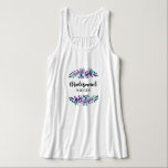 Mint & Lila Blommigt WAN Bröllop Bridesmaid Linne Med Racerback<br><div class="desc">Mint & Lila Blommigt Watercolor Bröllop Personlig Bridesmaid T shirt with söt ro and wers and roligt modern Brush Font. Kolla min butik för att se hela bröllop-svit för den här designen!</div>