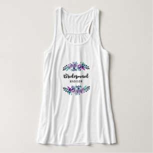 Mint & Lila Blommigt WAN Bröllop Bridesmaid Linne Med Racerback