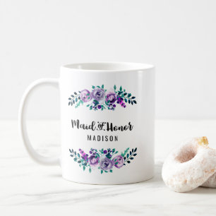 Mint & Lila Blommigt WAN Bröllop Maid of honor Kaffemugg