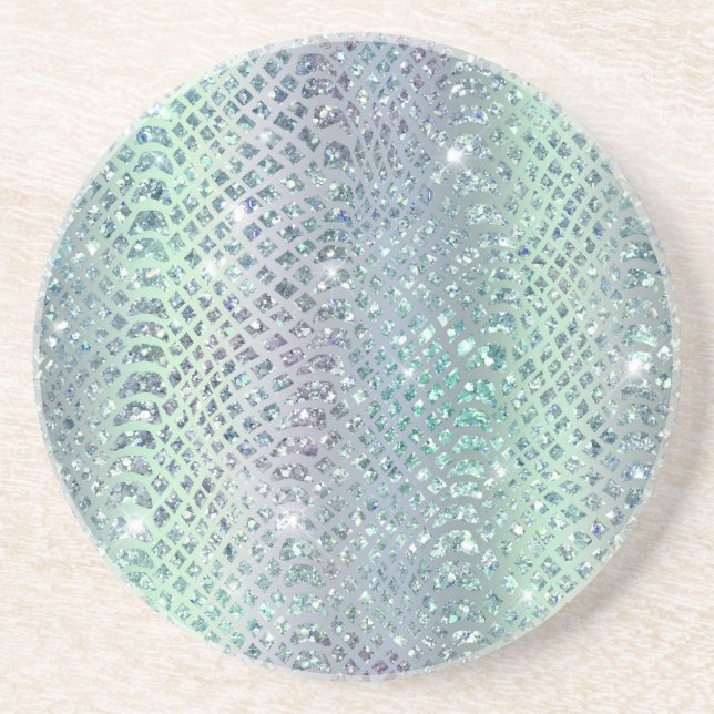 Mint Lila Glittrig Ormtryck Underlägg (Framsidan)