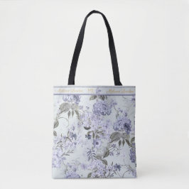 Mint, Lilac & Gold Hydrangea Personalized Tote Tygkasse