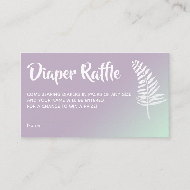 Mint & Lilac Ombre Baby Shower Diaper Raffle Cards Tilläggskort (Framsida)