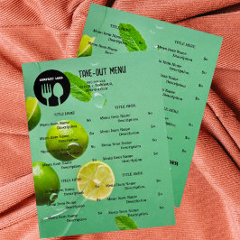 Mint Lime Restaurang Take Away Meny med QR-kod