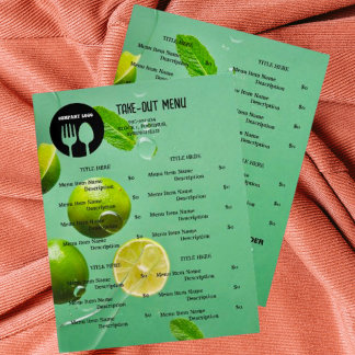 Mint Lime Restaurang Take Away Meny med QR-kod
