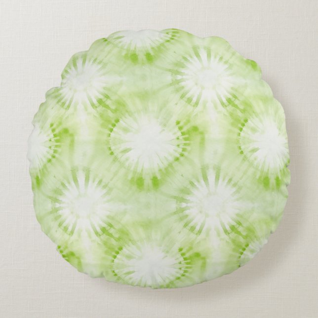 Mint Limegrön Tie Dye Rund Kudde (Framsidan)
