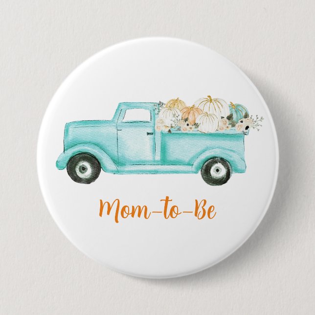 Mint Liten Pumpa Baby Shower Blivande Mamma Knapp (Framsida)