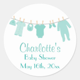 Mint Little Clothes Baby Shower Stickers Runt Klistermärke