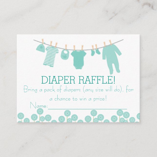 Mint Little Clothes Diaper Raffle Biljett Tilläggskort (Framsida)