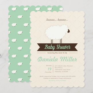 Mint Little Lamb Gender Neutral Baby Shower Inbjudningar