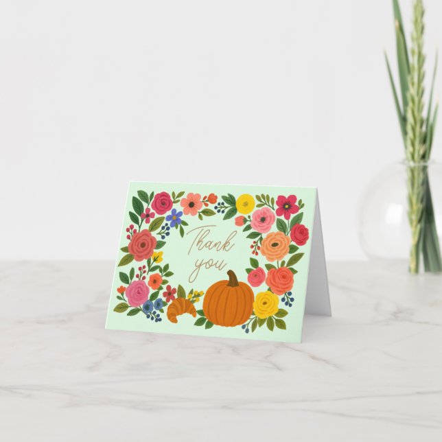 Mint Little Pumpkin Baby Shower Tack Kort (Framsida)