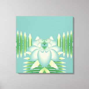 Mint Lotus Art Deco Fraktal Blomma Konst Canvastryck