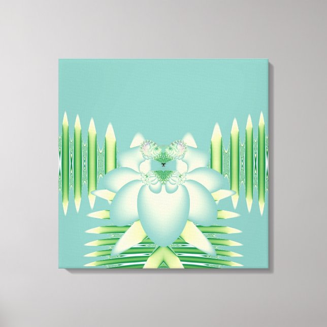 Mint Lotus Art Deco Fraktal Blomma Konst Canvastryck (Framsida)