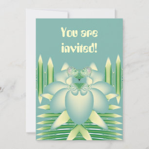 Mint Lotus Art Deco Fraktal Blomma Konst Inbjudningar