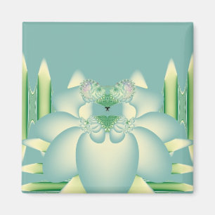 Mint Lotus Art Deco Fraktal Blomma Konst Magnet