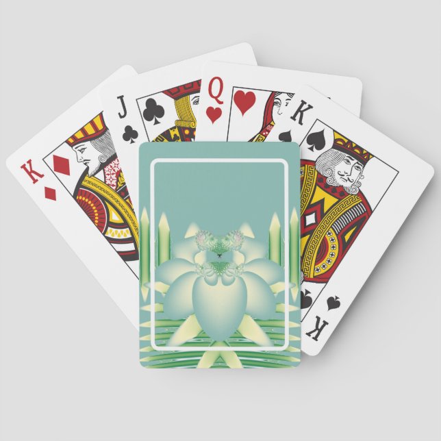 Mint Lotus Art Deco Fraktal Blomma Konst Spelkort (Baksidan)
