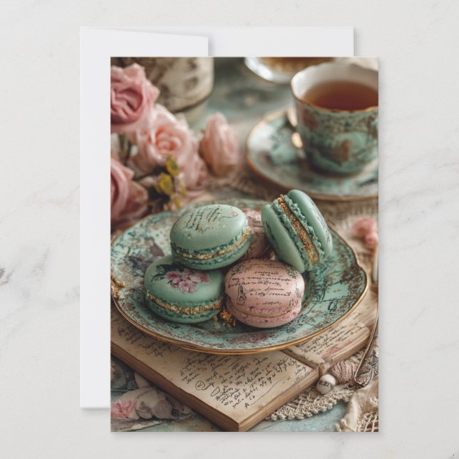 Mint & Macarons | Parisisk Chic Inbjudningar (Framsida)