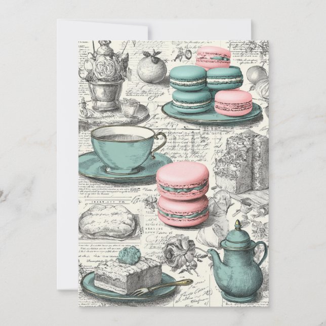 Mint & Macarons | Pastel Delight Inbjudningar (Framsida)