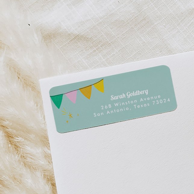Mint Magic Show-Returetiketter Returadress Etikett (Mint kids party banner return address labels.)