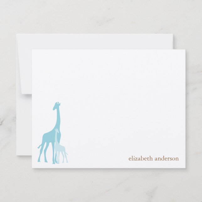 Mint Mamma och Baby Giraffes Flat tackkort Tack Kort (Framsida)