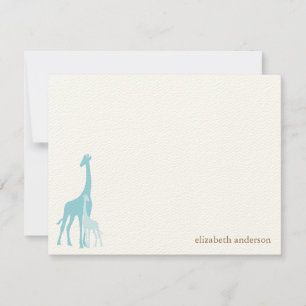 Mint Mamma och Baby Giraffes Flat tackkort Tack Kort