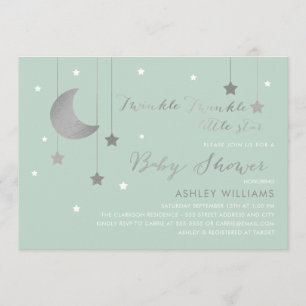 Mint Måne och Stars Baby Shower-inbjudan Inbjudningar