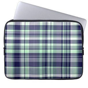 Mint, marinblå, vit Preppy Madras Play Laptop Fodral