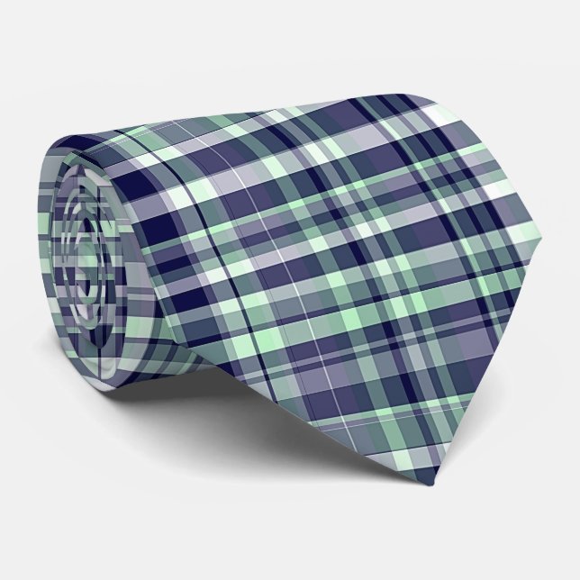 Mint, marinblå, vit Preppy Madras Play Slips (Rullad)