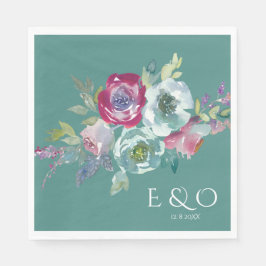 Mint & Mauve blommigt personlig bröllop Napkins Pappersservett