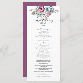 Mint & Mauve Blommigt Watercolor Bröllop Menu Meny