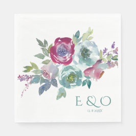 Mint & Mauve blomsterpersonlig vigsel Pappersservett