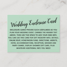 Mint med Bröllop-färgad enkel Anpassningsbar i DIY Tilläggskort