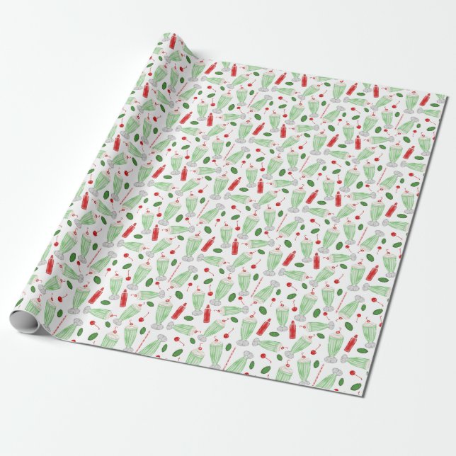 Mint Milkshakes Toss Wrapping Papper Presentpapper (Utrullad)