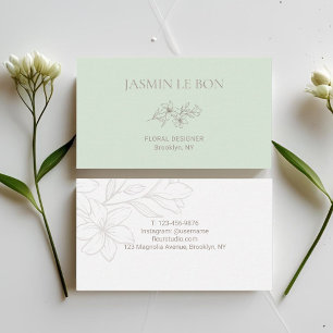 Mint Minimalistisk Blommigt för chic Visitkort