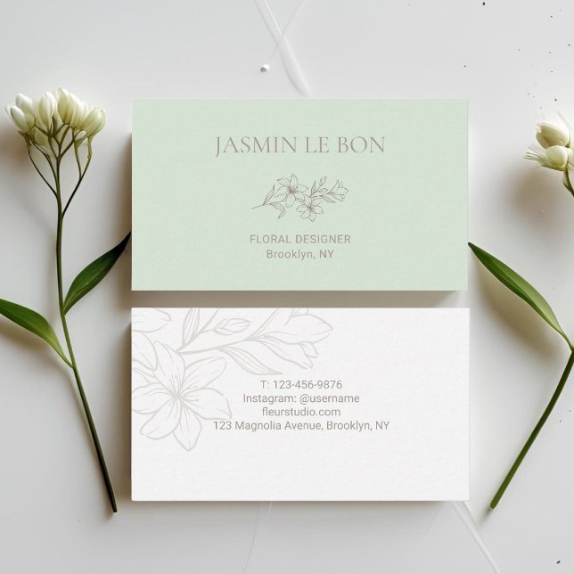 Mint | Minimalistisk Blommigt för chic Visitkort (Skapare uppladdad)