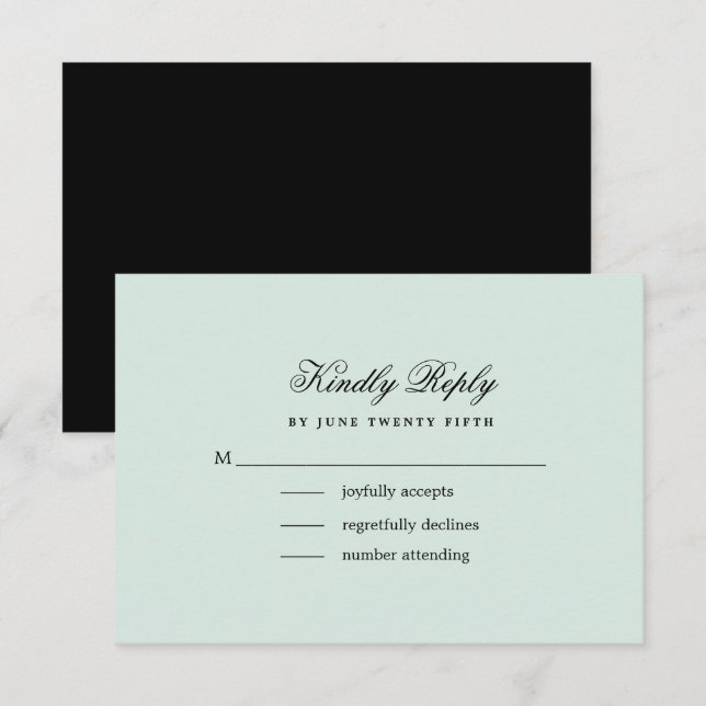 Mint | Minimalistkort för svart Elegant OSA Kort (Fram/baksida)