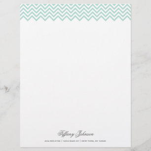 Mint Modern Chevron Gräns Brevhuvud