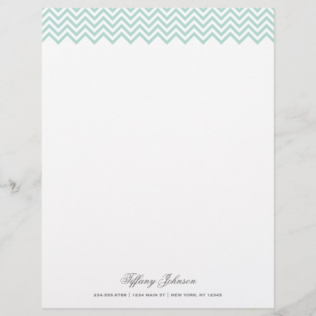 Mint Modern Chevron Gräns Brevhuvud (Framsida)