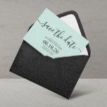 Mint Modern Script Bröllop spara datum-kort Spara Datumet<br><div class="desc">Simple Modern Script Bröllop spara datum-kort. Om du vill ha en mer avancerad anpassning av den här designen klickar du på knappen Anpassa! Matchningsalternativ och fler alternativ för färg finns också på begäran.</div>