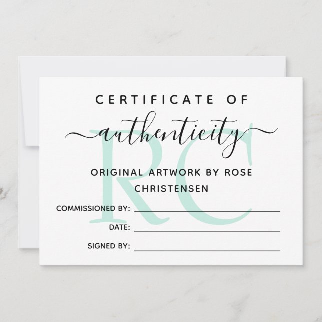Mint Monogram större äkthetscertifikat (Framsida)