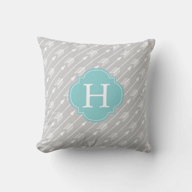 Mint Monogrammed Pilar Mönster Kudde (Framsida)