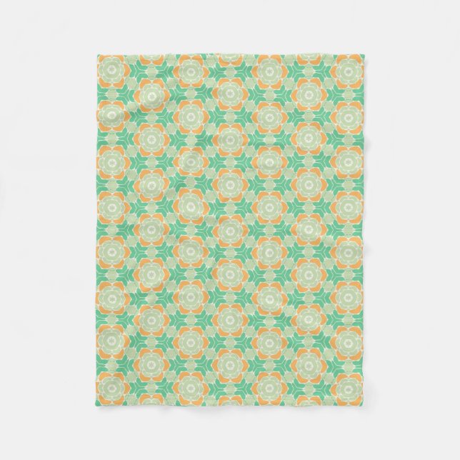 Mint mosaic-blomman mönster 70 s 60 fleecefilt (Framsidan)