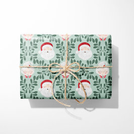 Mint Mr. & Mrs. Claus Christmas Wrapping Paper Presentpapper