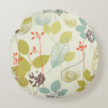 Mint n Olive Nature Patternated Round Pillow