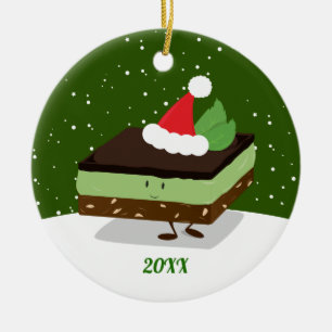 Mint Nanaimo Pub Santa Hat-året Livsmedelsjul Julgransprydnad Keramik