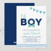 Mint & Navy | Modern Typografi Boy Shower