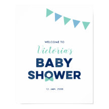 Mint & Navy | Modern välkomstskylt för baby shower