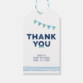 Mint & Navy | Modernt Tacksamt Present till Baby S Presentetikett