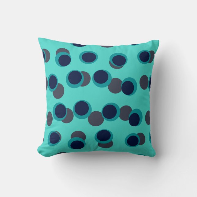 Mint & Navy Retro Orbit Kudde (Framsida)